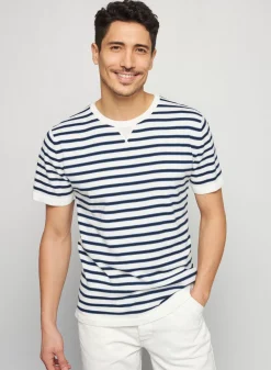 Maison Montagut T-Shirts>T-Shirt A Rayures En Coton Bio - Rime Ecru