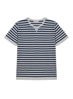 Maison Montagut T-Shirts>T-Shirt A Rayures En Coton Bio - Rime Ecru