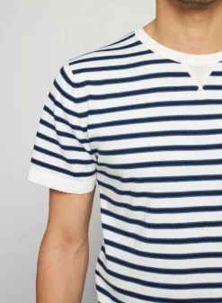 Maison Montagut T-Shirts>T-Shirt A Rayures En Coton Bio - Rime Ecru