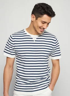 Maison Montagut T-Shirts>T-Shirt A Rayures En Coton Bio - Rime Ecru