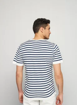 Maison Montagut T-Shirts>T-Shirt A Rayures En Coton Bio - Rime Ecru