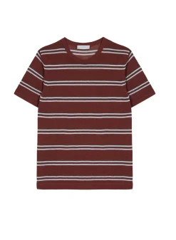 Maison Montagut T-Shirts>T-Shirt A Rayures En Lin Flamme - Remi