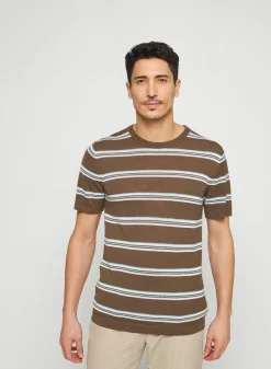 Maison Montagut T-Shirts>T-Shirt A Rayures En Lin Flamme - Remi