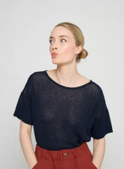 Maison Montagut T-Shirts>T-Shirt Boutonne A L'Arriere En Lin - Tilla