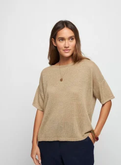 Maison Montagut T-Shirts>T-Shirt Boutonne A L'Arriere En Lin - Tilla