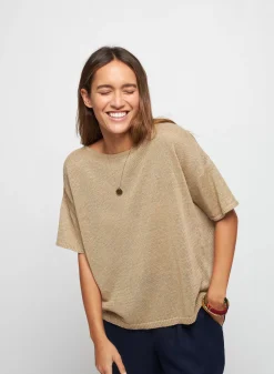 Maison Montagut T-Shirts>T-Shirt Boutonne A L'Arriere En Lin - Tilla