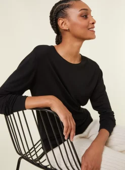 Maison Montagut T-Shirts>T-Shirt Boutonne En Bambou Cachemire Col Rond En Maille Fine - Aelia
