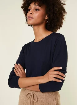 Maison Montagut T-Shirts>T-Shirt Boutonne En Bambou Cachemire Col Rond En Maille Fine - Aelia