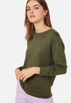 Maison Montagut T-Shirts>T-Shirt Boutonne En Bambou Cachemire Col Rond En Maille Fine - Aelia
