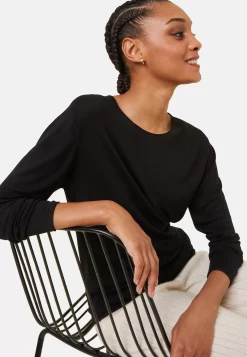 Maison Montagut T-Shirts>T-Shirt Boutonne En Bambou Cachemire Col Rond En Maille Fine - Aelia