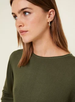 Maison Montagut T-Shirts>T-Shirt Boutonne En Bambou Cachemire Col Rond En Maille Fine - Aelia