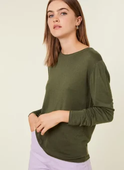 Maison Montagut T-Shirts>T-Shirt Boutonne En Bambou Cachemire Col Rond En Maille Fine - Aelia