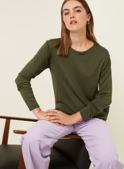 Maison Montagut T-Shirts>T-Shirt Boutonne En Bambou Cachemire Col Rond En Maille Fine - Aelia