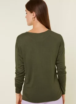 Maison Montagut T-Shirts>T-Shirt Boutonne En Bambou Cachemire Col Rond En Maille Fine - Aelia