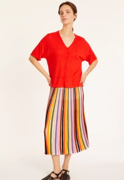 Maison Montagut T-Shirts>T-Shirt Boutonne En Lin Flamme - Maddie