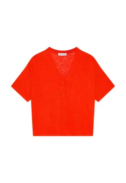 Maison Montagut T-Shirts>T-Shirt Boutonne En Lin Flamme - Maddie