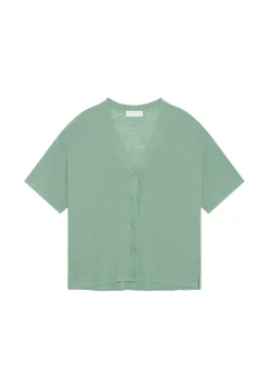 Maison Montagut T-Shirts>T-Shirt Boutonne En Lin Flamme - Maddie
