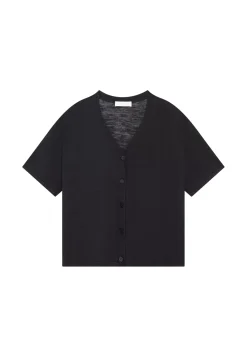 Maison Montagut T-Shirts>T-Shirt Boutonne En Lin Flamme - Maddie