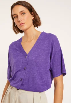 Maison Montagut T-Shirts>T-Shirt Boutonne En Lin Flamme - Maddie