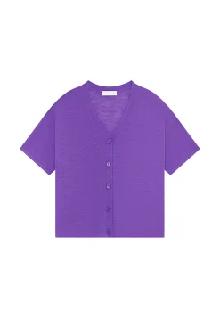 Maison Montagut T-Shirts>T-Shirt Boutonne En Lin Flamme - Maddie