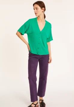 Maison Montagut T-Shirts>T-Shirt Boutonne En Lin Flamme - Maddie