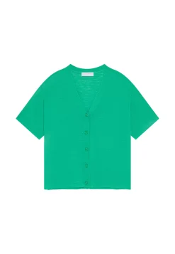 Maison Montagut T-Shirts>T-Shirt Boutonne En Lin Flamme - Maddie