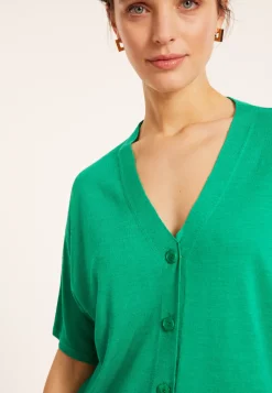 Maison Montagut T-Shirts>T-Shirt Boutonne En Lin Flamme - Maddie