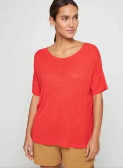 Maison Montagut T-Shirts>T-Shirt Boutonne En Lin Flamme - Tally