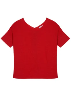 Maison Montagut T-Shirts>T-Shirt Boutonne En Lin Flamme - Tally