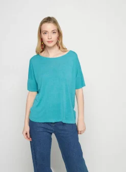 Maison Montagut T-Shirts>T-Shirt Boutonne En Lin Flamme - Tally