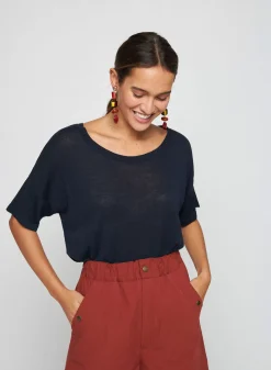Maison Montagut T-Shirts>T-Shirt Boutonne En Lin Flamme - Tally