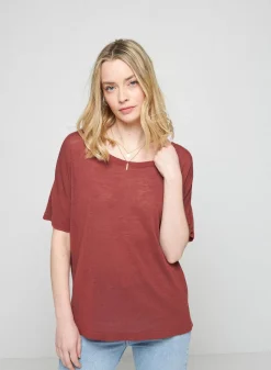 Maison Montagut T-Shirts>T-Shirt Boutonne En Lin Flamme - Tally