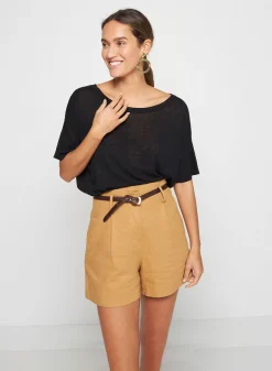 Maison Montagut T-Shirts>T-Shirt Boutonne En Lin Flamme - Tally