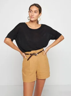 Maison Montagut T-Shirts>T-Shirt Boutonne En Lin Flamme - Tally