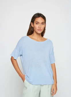 Maison Montagut T-Shirts>T-Shirt Boutonne En Lin Flamme - Tally