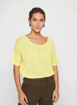 Maison Montagut T-Shirts>T-Shirt Boutonne En Lin Flamme - Tally