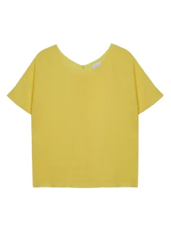 Maison Montagut T-Shirts>T-Shirt Boutonne En Lin Flamme - Tally