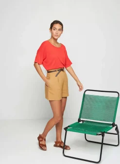 Maison Montagut T-Shirts>T-Shirt Boutonne En Lin Flamme - Tally