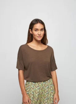 Maison Montagut T-Shirts>T-Shirt Boutonne En Lin Flamme - Tally