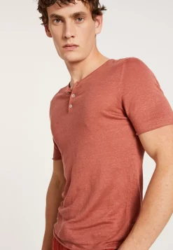 Maison Montagut T-Shirts>T-Shirt Col Boutonne En Lin - Leonce