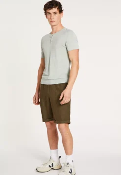 Maison Montagut T-Shirts>T-Shirt Col Boutonne En Lin - Leonce