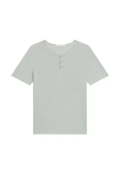 Maison Montagut T-Shirts>T-Shirt Col Boutonne En Lin - Leonce