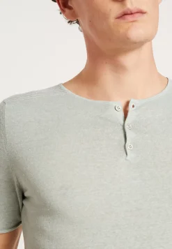 Maison Montagut T-Shirts>T-Shirt Col Boutonne En Lin - Leonce