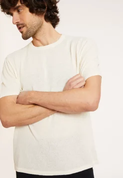 Maison Montagut T-Shirts>T-Shirt Col Rond En Coton Brosse - Don