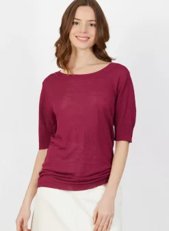 Maison Montagut T-Shirts>T-Shirt Col Rond En Lin Flamme - Bonnie