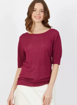 Maison Montagut T-Shirts>T-Shirt Col Rond En Lin Flamme - Bonnie