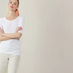 Maison Montagut T-Shirts>T-Shirt Col Rond En Lin Flamme - Bonnie