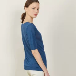 Maison Montagut T-Shirts>T-Shirt Col Rond En Lin Flamme - Bonnie