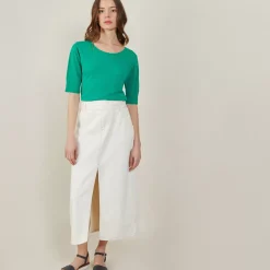 Maison Montagut T-Shirts>T-Shirt Col Rond En Lin Flamme - Bonnie