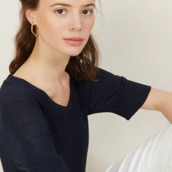 Maison Montagut T-Shirts>T-Shirt Col Rond En Lin Flamme - Bonnie